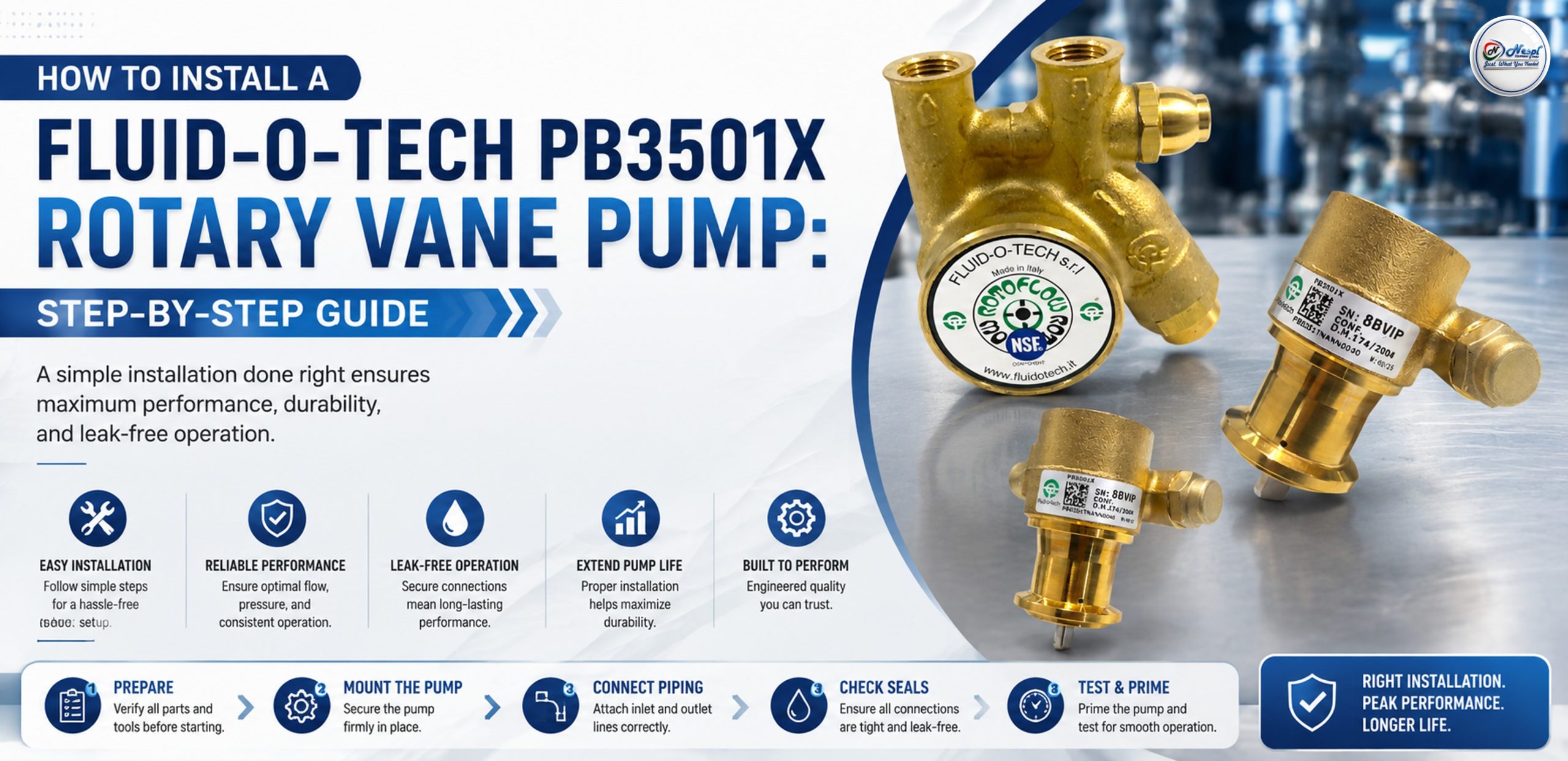 Fluid-o-Tech PB3501X Rotary Vane Pump