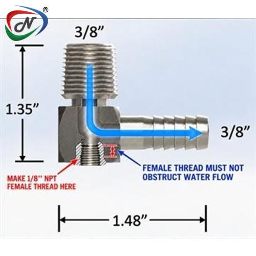 3/8" Male NPT × 3/8" Hose Barb Elbow with 1/8" Female NPT Port NSSP008844
