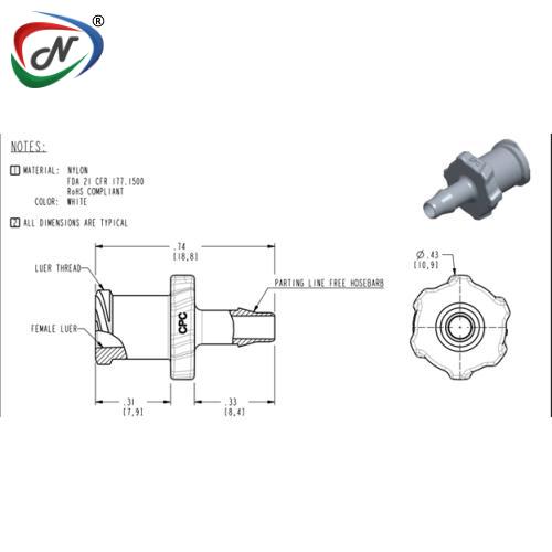 CPC Quick Connect & Disconnect Solutions ALF4130 Luer A-Barb Fitting, 1/8 NCPC437