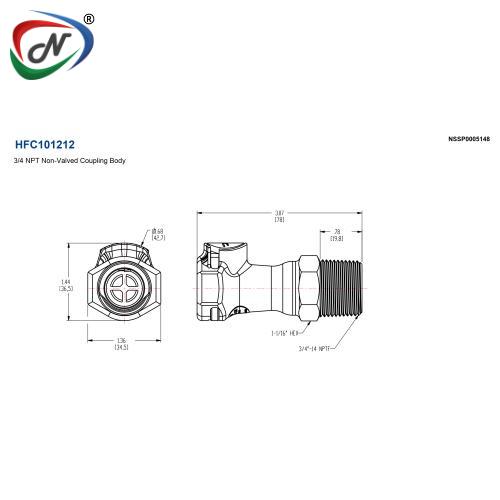 CPC Quick Connect & Disconnect Solutions HFC101212 3/4 NPT Non-Valved Coupling Body NSSP0005148