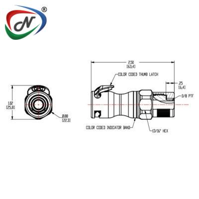  LQ4D13006BLU 3/8 PTF Valved In-Line Body - Blue