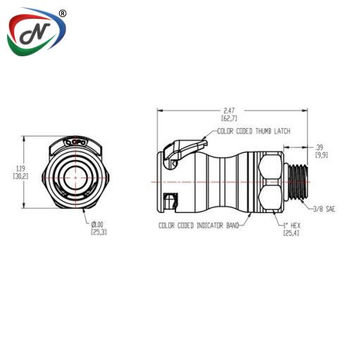 CPC Quick Connect & Disconnect Solutions LQ6D30006BLU 3/8 SAE Valved Body - Blue NSSP006486