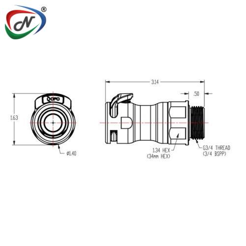 CPC Quick Connect & Disconnect Solutions LQ8D31012 Everis G 3/4 (BSPP) Valved In-Line Body NSSP006521