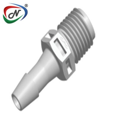  N8S8 Straight Fitting, 1/4 NPT X 1/4 HB, Natural Polypropylene