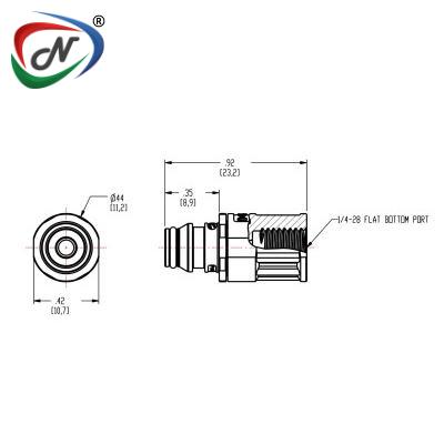  NS1D26042812 1/4-28 Flat Bottom Port Valved In- Line Coupling Insert