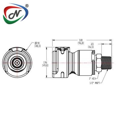  NSHD20008V 1/2 JACO Valved In-Line Molded Grey Grey Polypropylene Coupling Insert FKM Seal