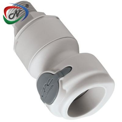  NSHD10008V 1/2 MNPT Valved In-Line Molded Grey Polypropylene Coupling Body FKM Seal